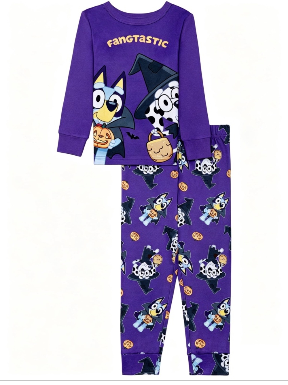 Bluey Unisex Purple Halloween 2 PC long Sleeves Pajama Set Size 8 NWT